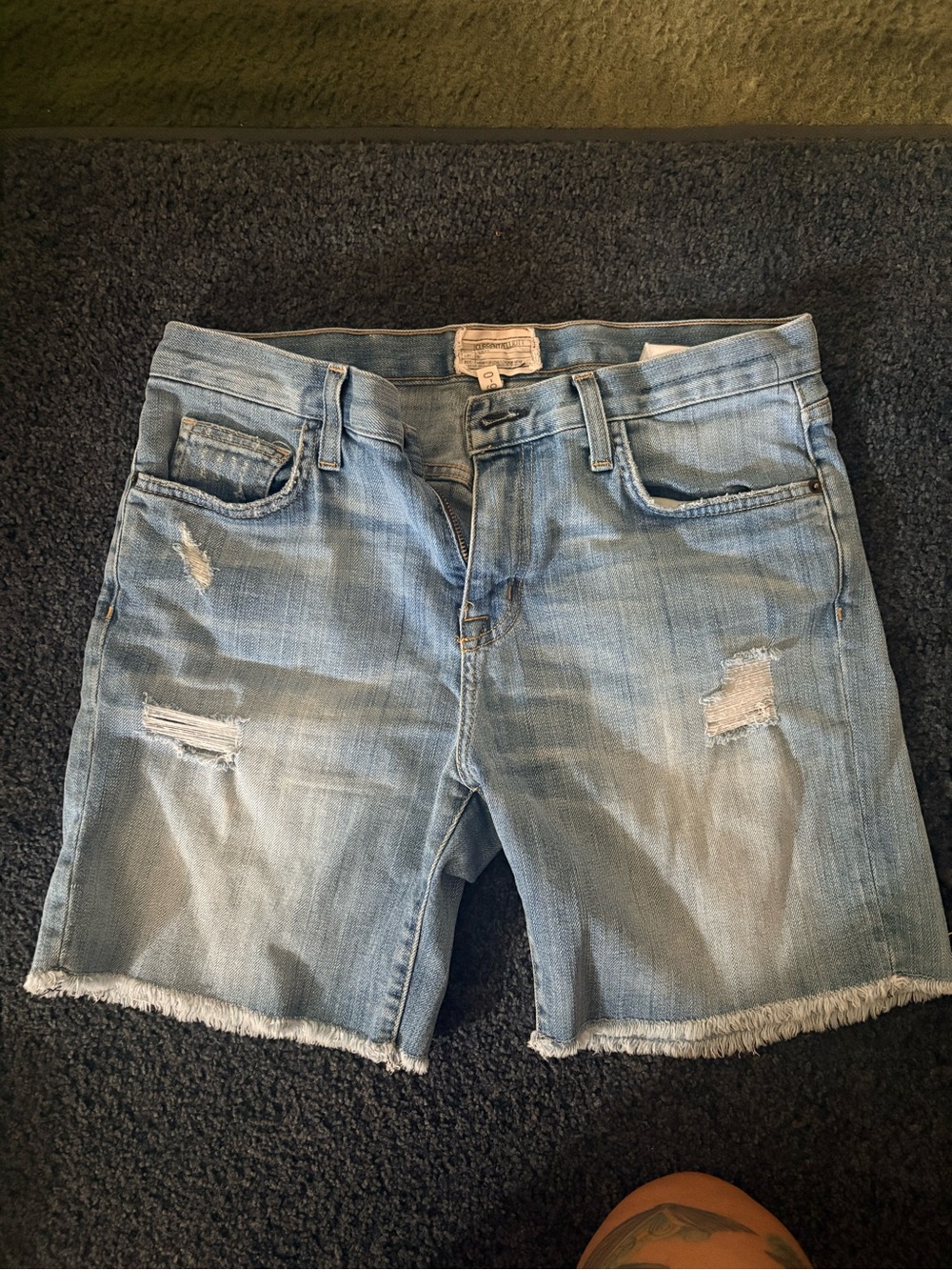 Light Blue Distressed Denim Shorts - Women